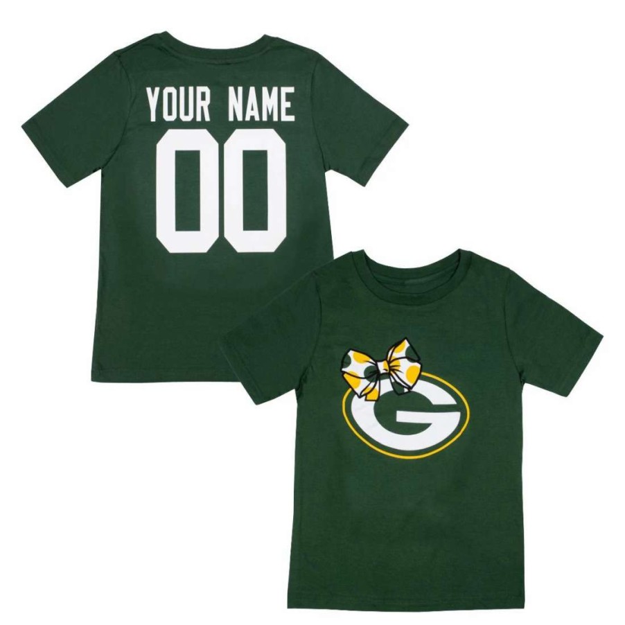 Kids * | Packers Toddler Girls Custom Bow T-Shirt Green