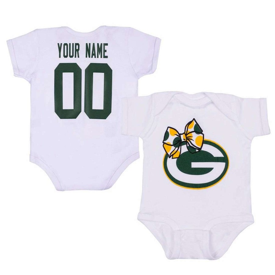 Kids * | Packers Newborn Girls Custom Bow Bodysuit White