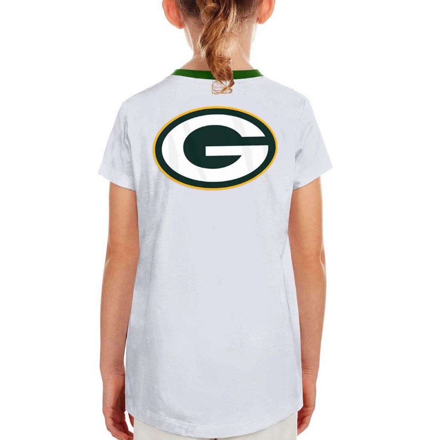 Kids * | Packers New Era Girls Pennant Ringer T-Shirt White