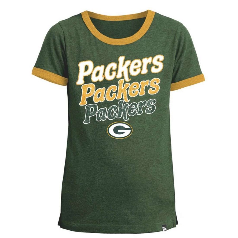 Kids * | Packers Girls New Era Bi-Blend Ringer T-Shirt Green