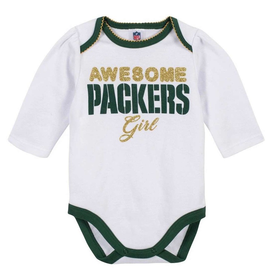 Kids * | Packers Infant Gerber Bow 3-Piece Bodysuit Set White & Green