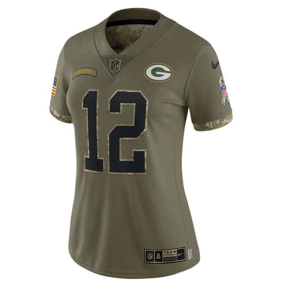 Jerseys * | Packers Nike Salute To Service Womens #12 Jersey Olive