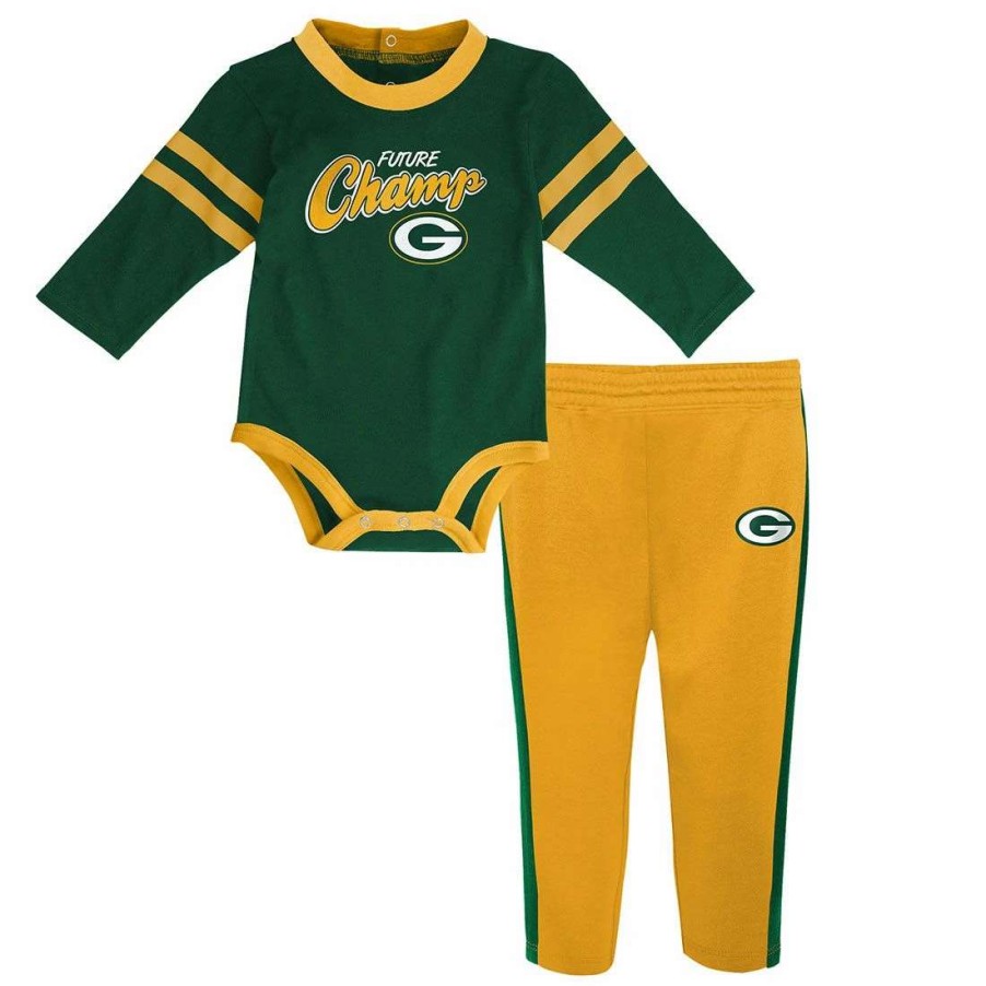 Kids * | Packers Newborn Little Kicker 2-Piece Set Green & Gold