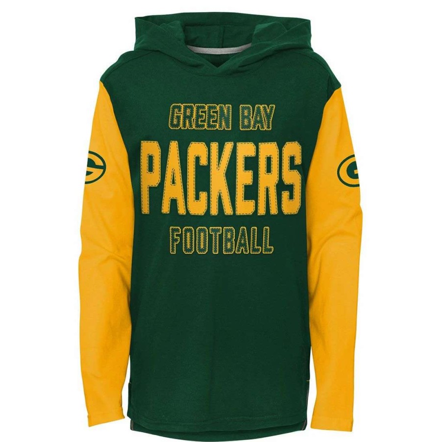 Kids * | Packers Youth Heritage Hooded T-Shirt Green & Gold