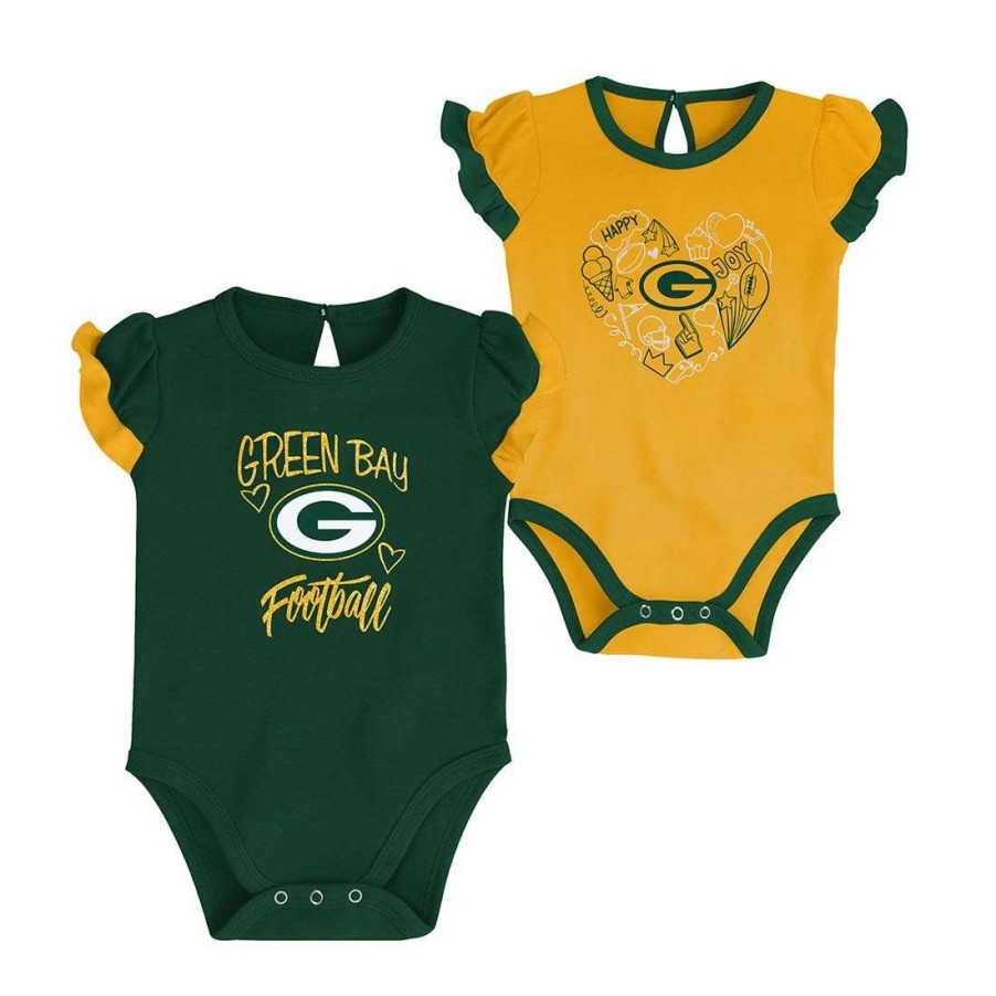 Kids * | Packers Newborn Too Much Love Bodysuit Set Green & Gold