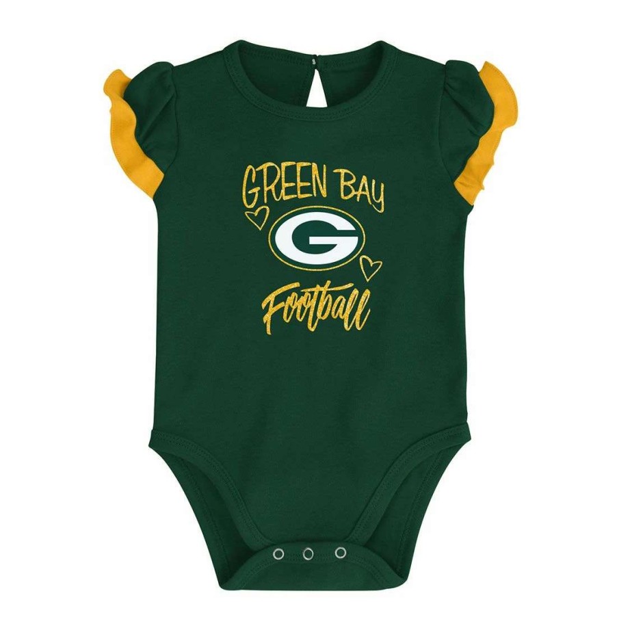 Kids * | Packers Newborn Too Much Love Bodysuit Set Green & Gold