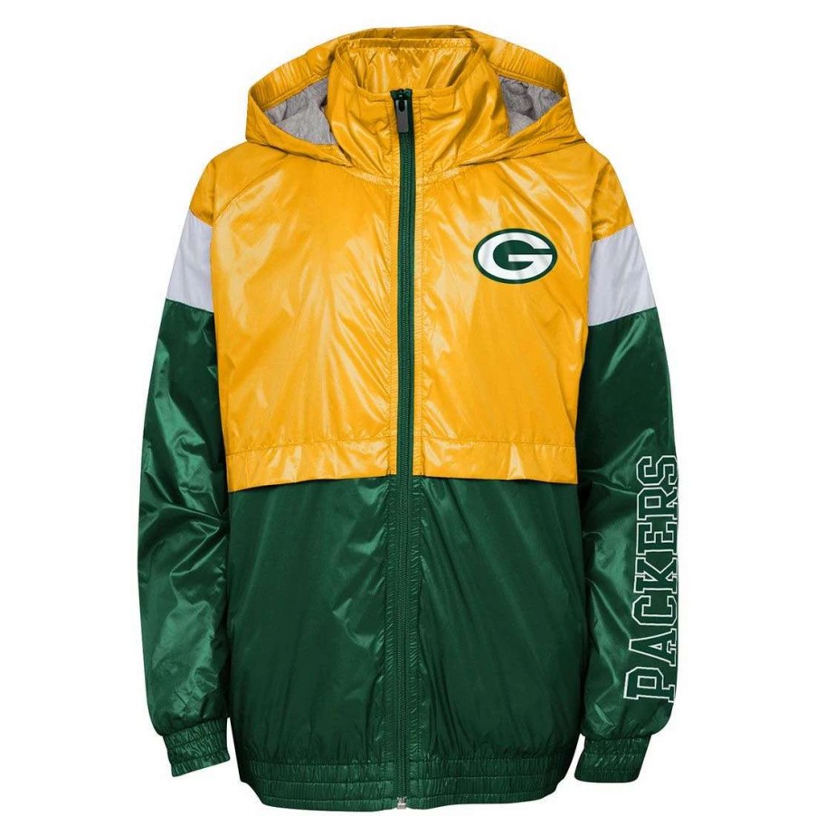 Kids * | Packers Youth Goal Line Stance Windbreaker Jacket Green & Gold