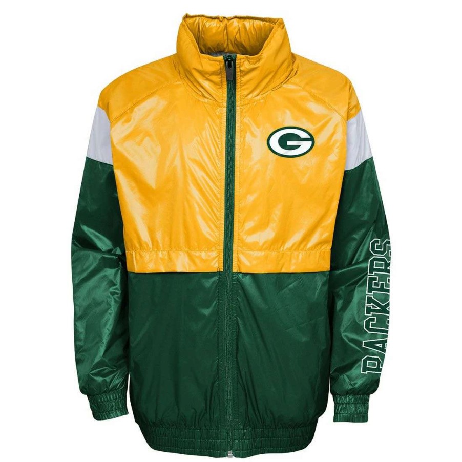 Kids * | Packers Youth Goal Line Stance Windbreaker Jacket Green & Gold