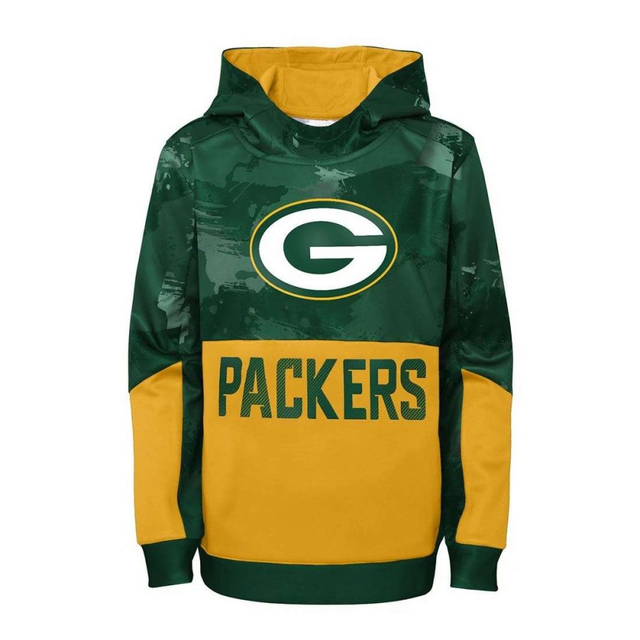 Kids * | Packers Pre-School Covert Pullover Hoodie Green & Gold