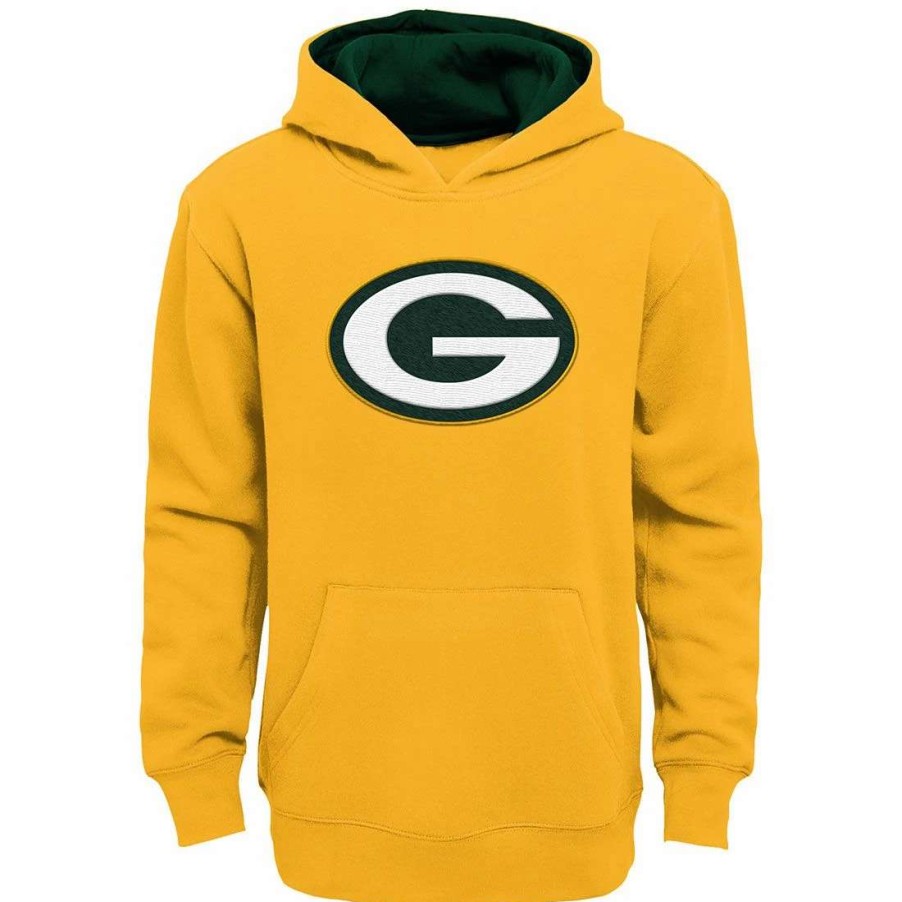 Kids * | Packers Youth Prime Pullover Hoodie Gold