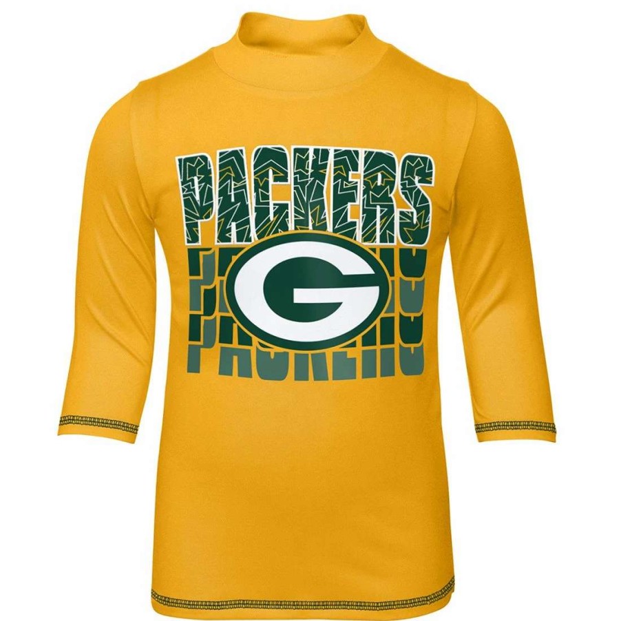 Kids * | Packers Pre-School Rash Guard Swim Top Gold