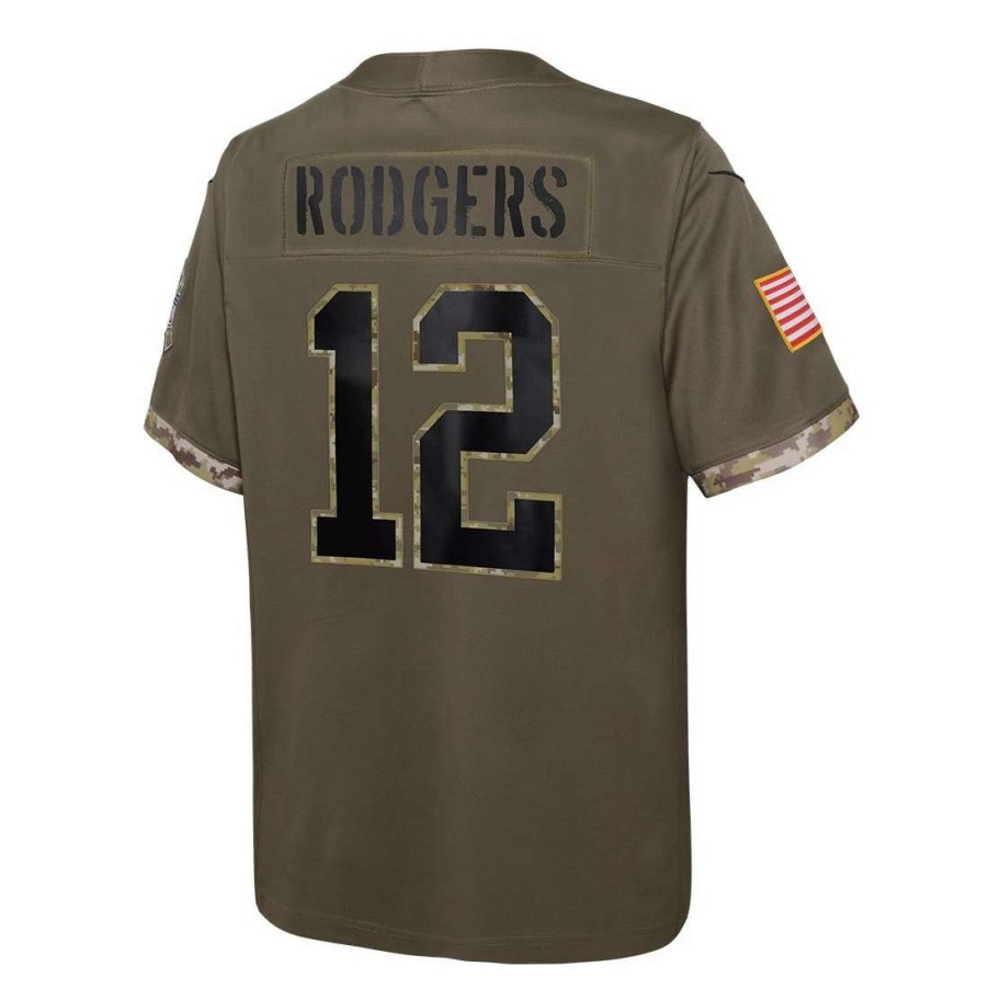 Jerseys * | Packers Nike Salute To Service Youth #12 Jersey Olive