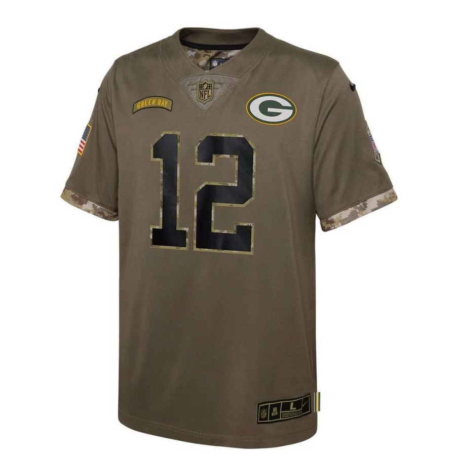 Jerseys * | Packers Nike Salute To Service Youth #12 Jersey Olive