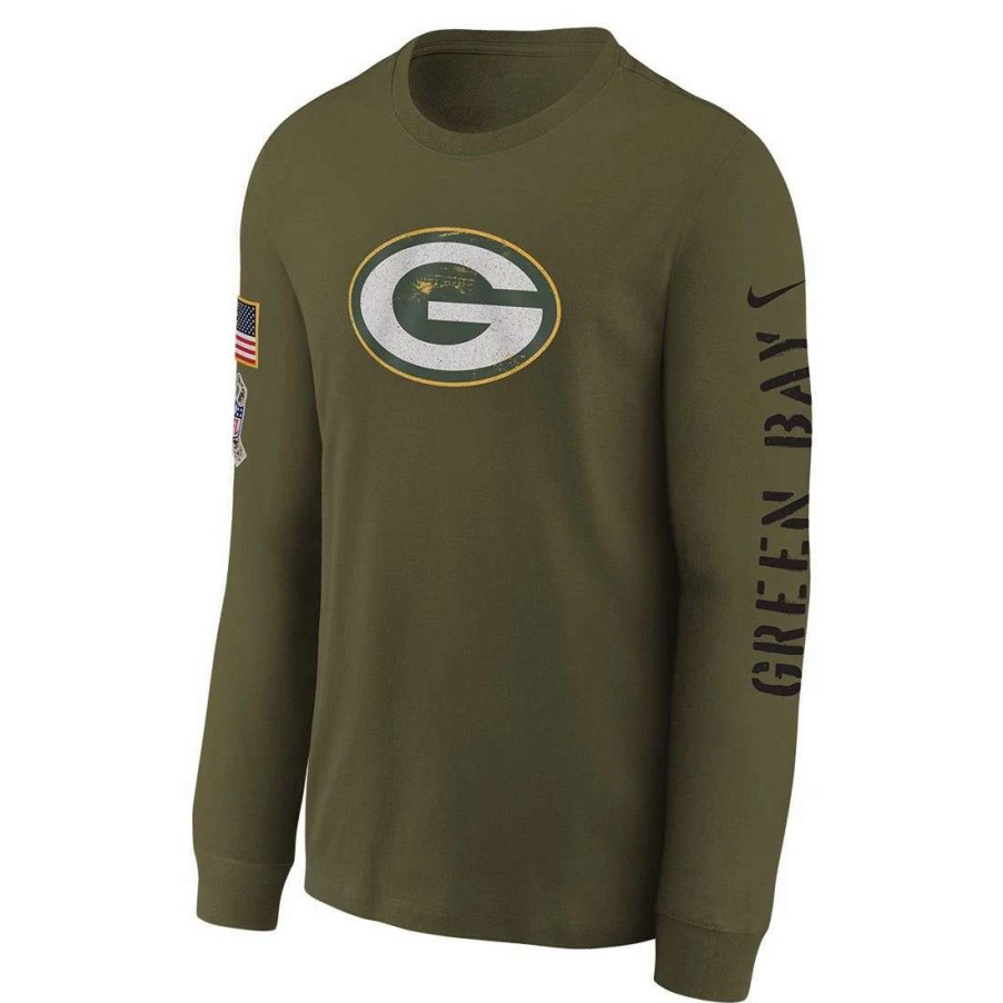 Kids * | Packers Nike Salute To Service Youth Logo T-Shirt Olive