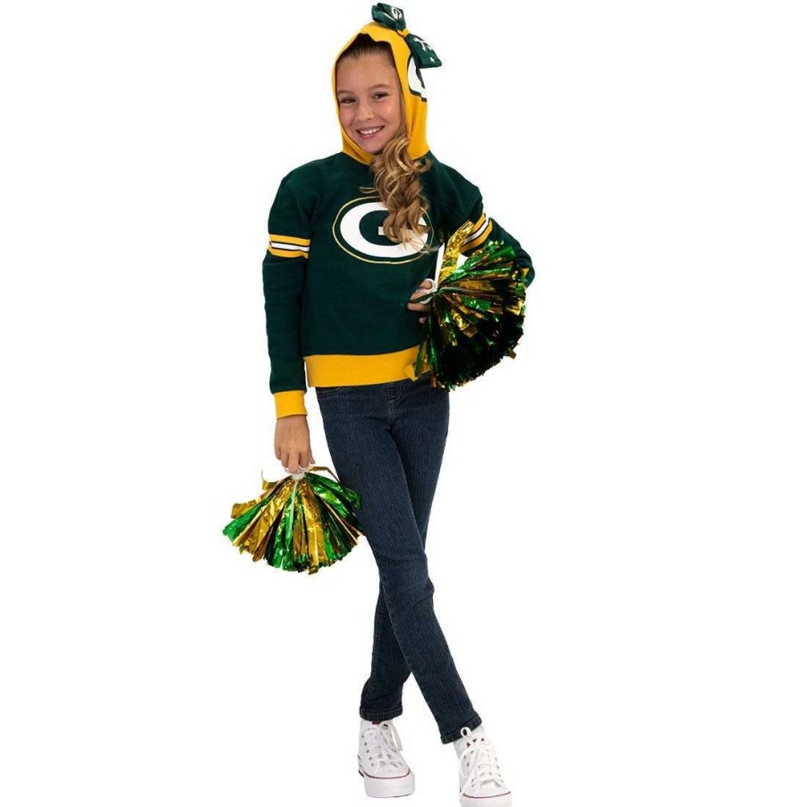 Kids * | Packers Girls Po Hoodie & Bows Set Green & Gold