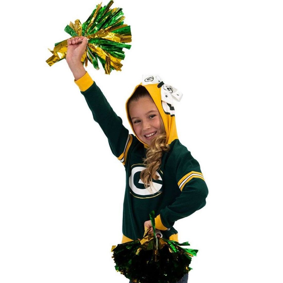 Kids * | Packers Girls Po Hoodie & Bows Set Green & Gold