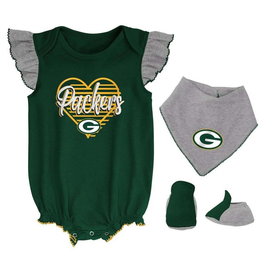 Kids * | Packers Newborn All The Love Bodysuit Set Green & Gray