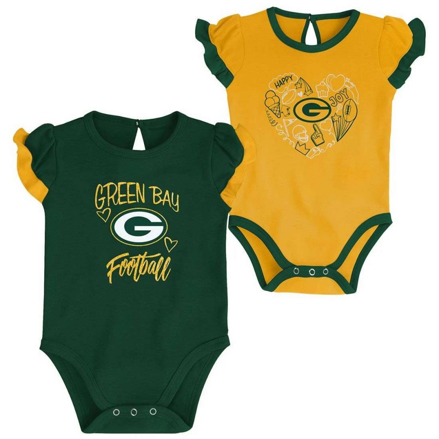 Kids * | Packers Infant Too Much Love Bodysuit Set Green & Gold