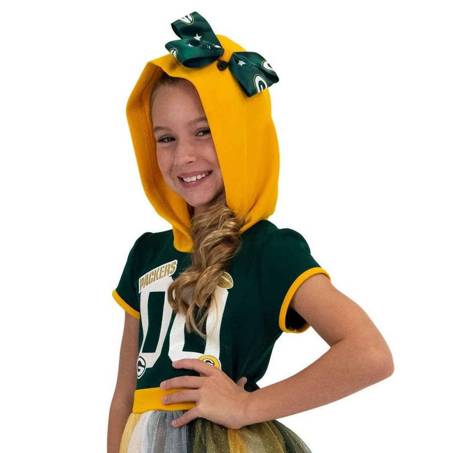 Kids * | Packers Super Fan Hooded Tutu Dress Set Green & Gold