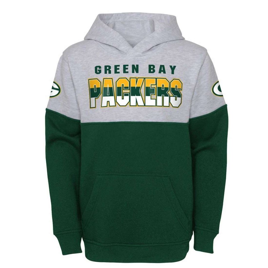 Kids * | Packers Pre-School Play Maker Po Hoodie Gray & Green