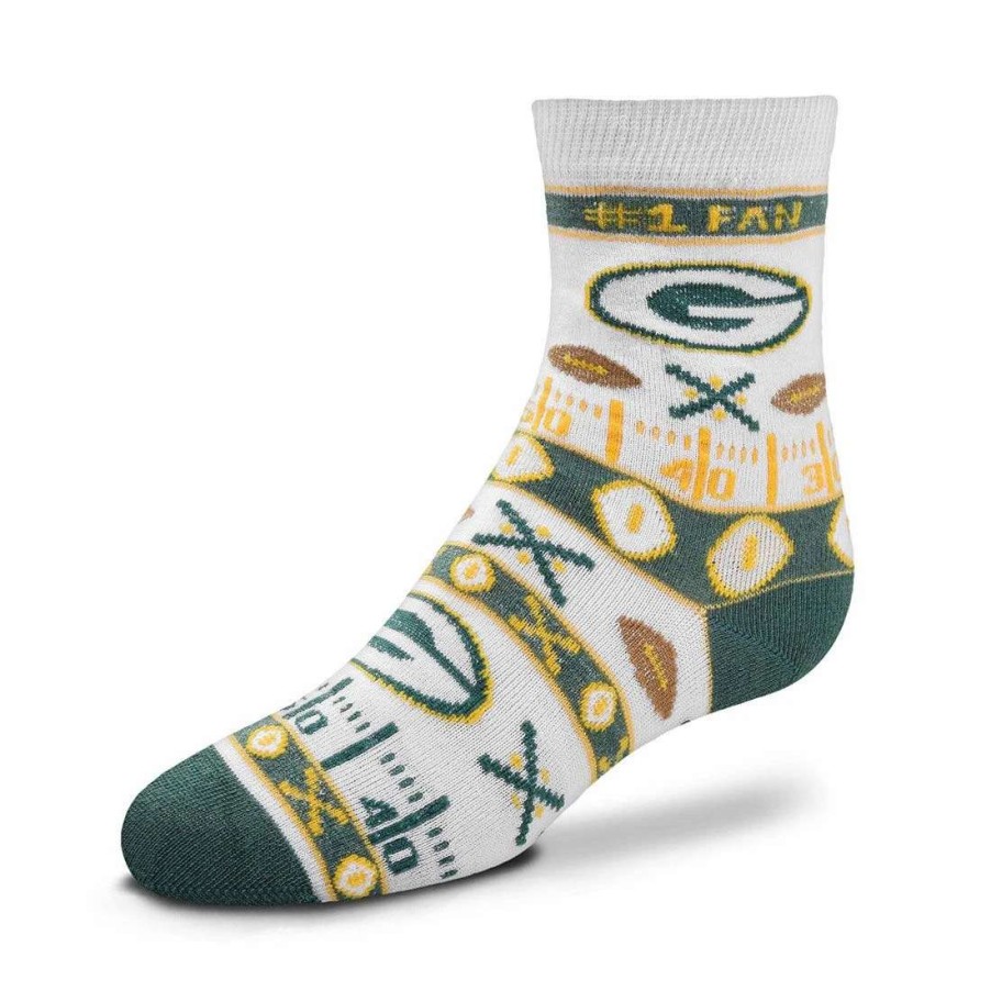 Kids * | Packers Kids Super Fan Crew Sock Green & White