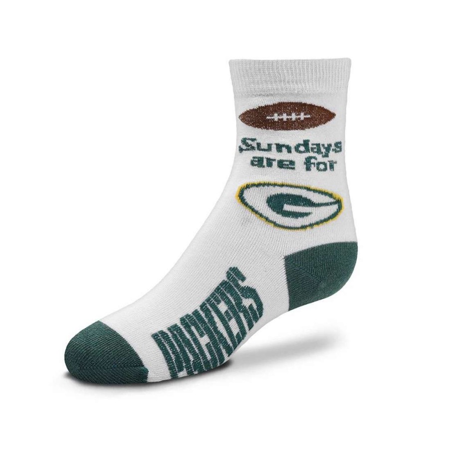 Kids * | Packers Kids Sunday Crew Sock Green & White