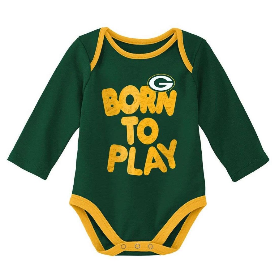 Kids * | Packers Newborn Born To Play 2-Pack Bodysuit Set Green & Gray