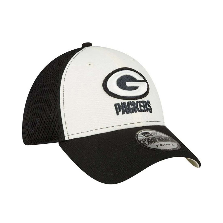 Hats * | Packers New Era Black Chrome 39Thirty Cap Black & White