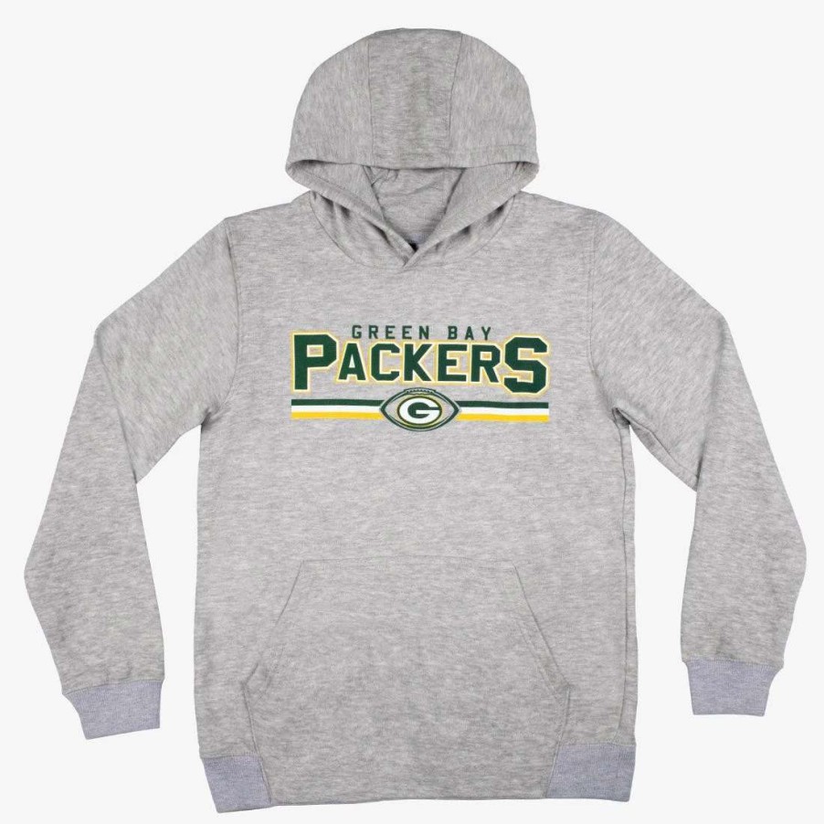 Kids * | Packers Youth Custom Headliner Po Hoodie Heather Gray