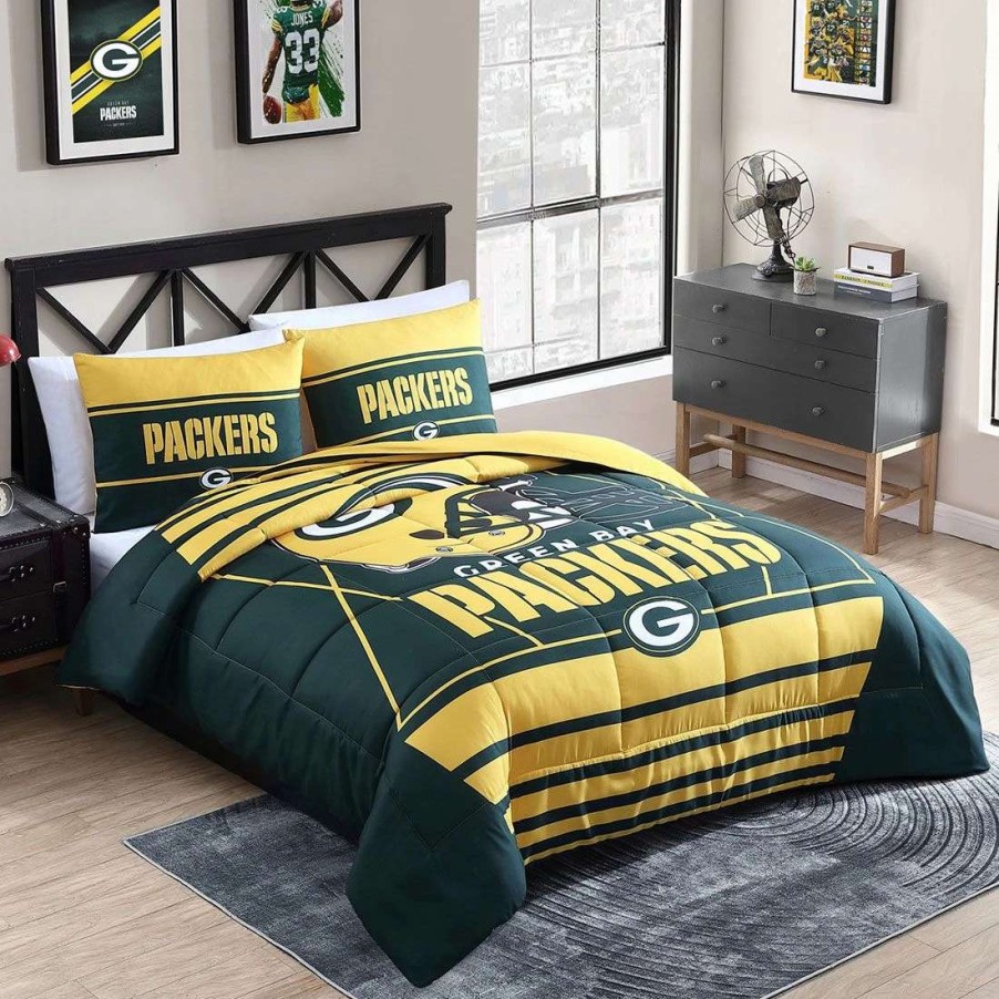 Kids * | Packers Crosser Comforter Set Green & Gold