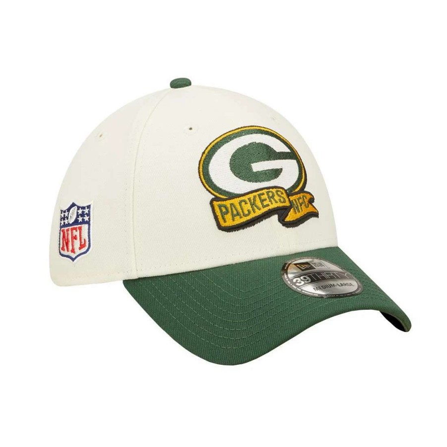 Hats * | Packers New Era 2022 Sideline 39Thirty Cap Cream & Green